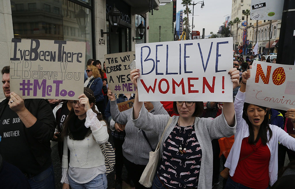 Protesters marching against sexual assault in Hollywood